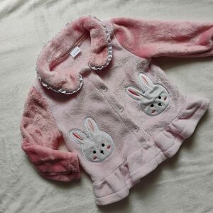 Super Cute Pink & Ivory Faux Fur Fuzzy Jacket | Bunny Ruffle Coat | 18-24M